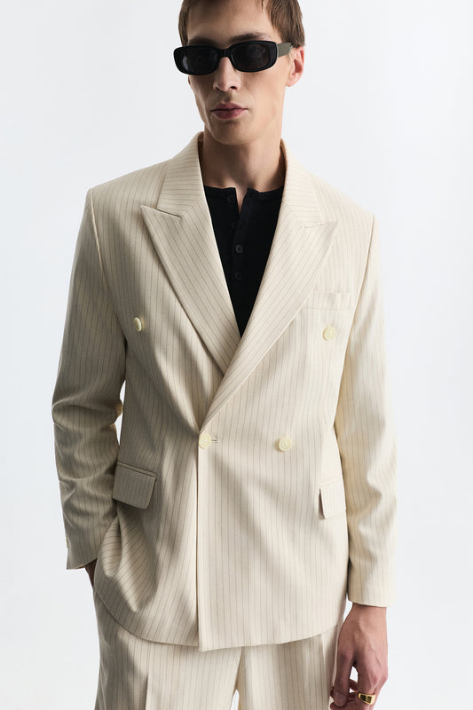 Relaxed Fit Çizgili Erkek Takım Elbise