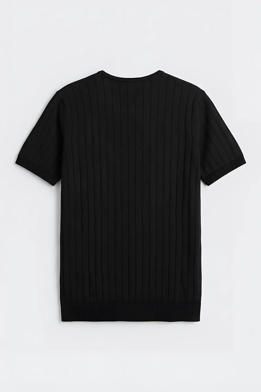 Dokulu Erkek Triko T-Shirt - arka gorunum