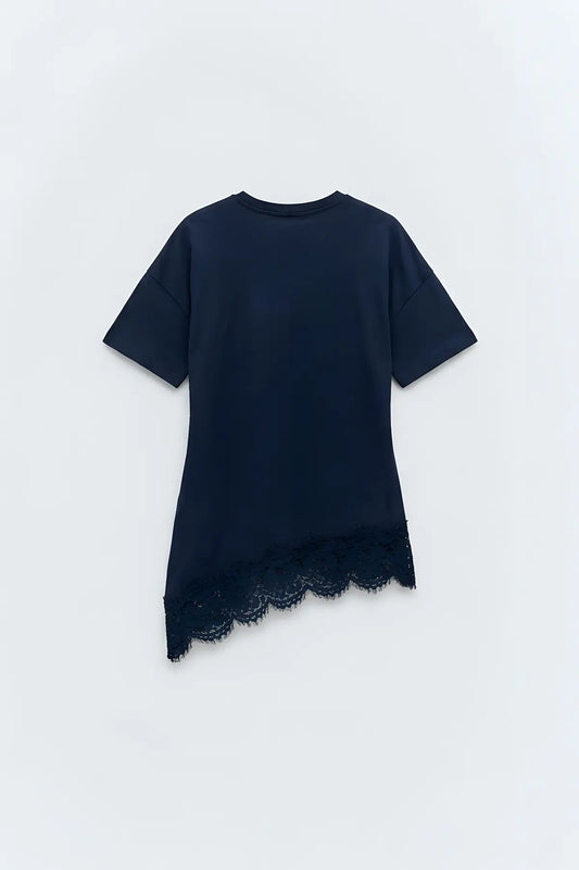 Antioch Dantelli Pamuklu Kadın T-Shirt - arka gorunum