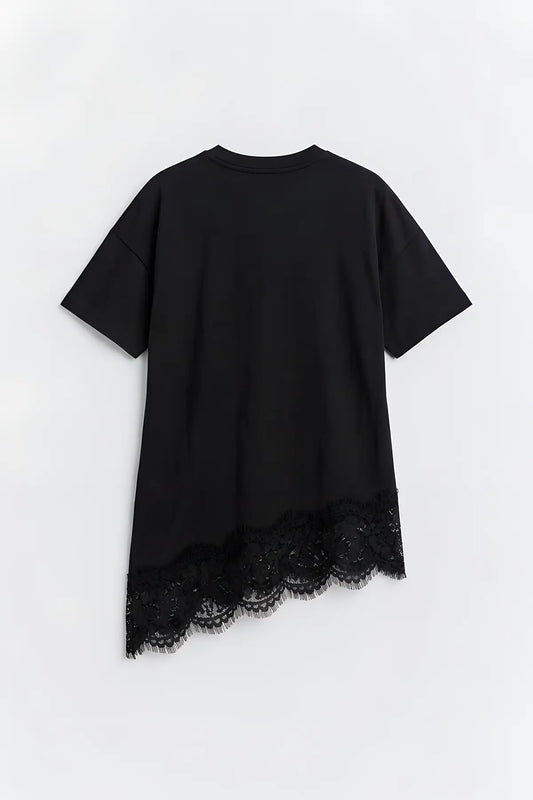 Antioch Dantelli Pamuklu Kadın T-Shirt - arka gorunum