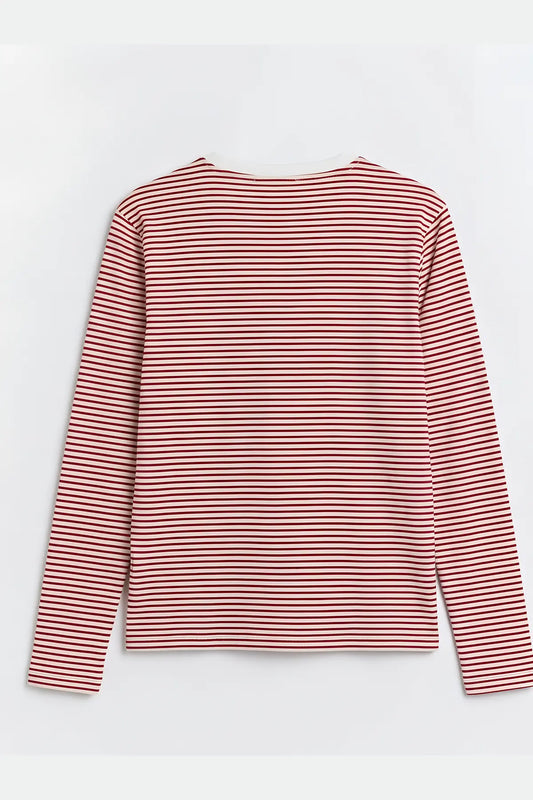 Çizgili Uzun Kollu T-Shirt - arka gorunum