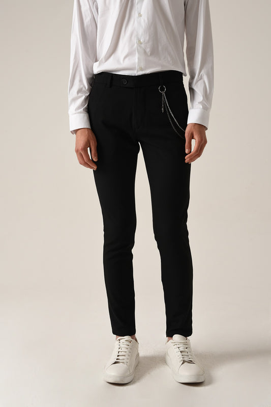 Antioch Siyah Erkek Aksesuar Detaylı Slim Fit Pantolon