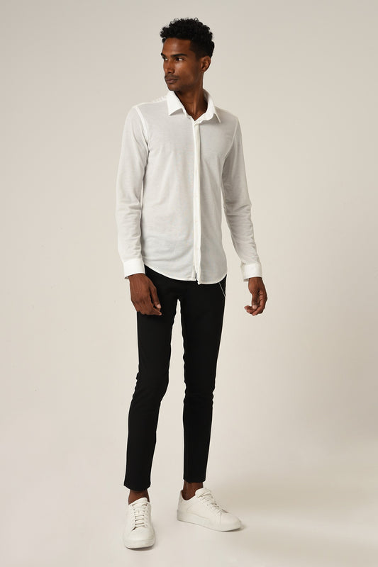 Antioch Erkek Gizli Düğme Uzun Kollu Slim Fit Triko Gömlek