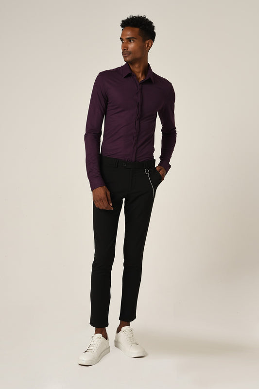 Antioch Erkek Gizli Düğme Uzun Kollu Slim Fit Triko Gömlek