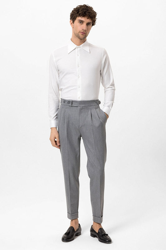 Yüksek Bel Pileli Carrot Fit Erkek Pantolon