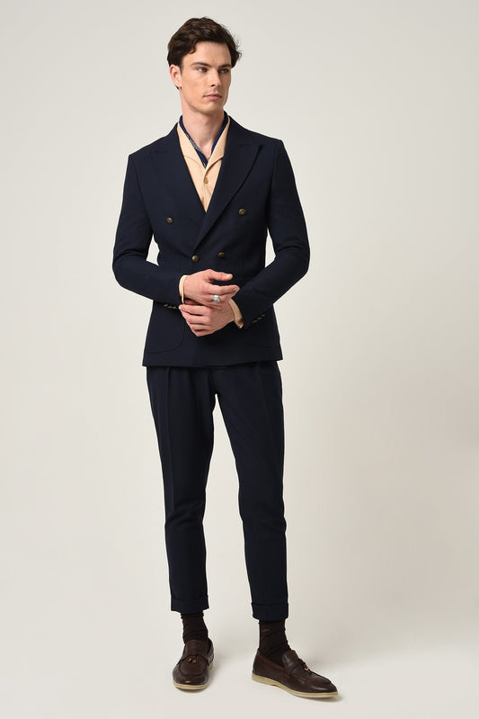 Antioch Slim Fit Astarlı Kruvaze Erkek Blazer Ceket