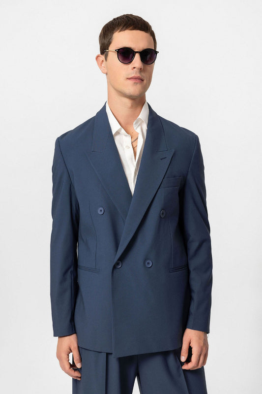 Antioch Tek Düğme Kruvaze Erkek Blazer Ceket