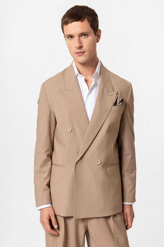 Antioch Tek Düğme Kruvaze Erkek Blazer Ceket