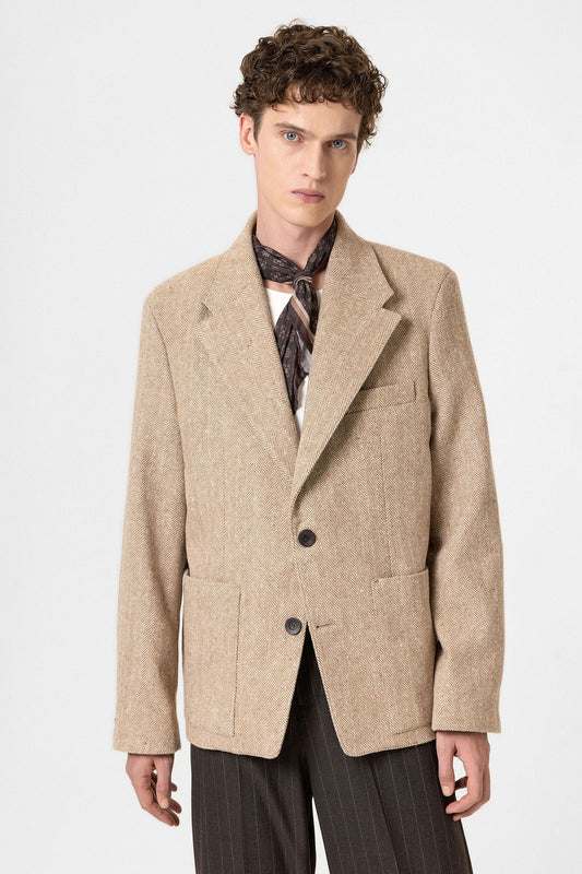Antioch Balıksırtı Desenli Oversize Erkek Blazer Ceket