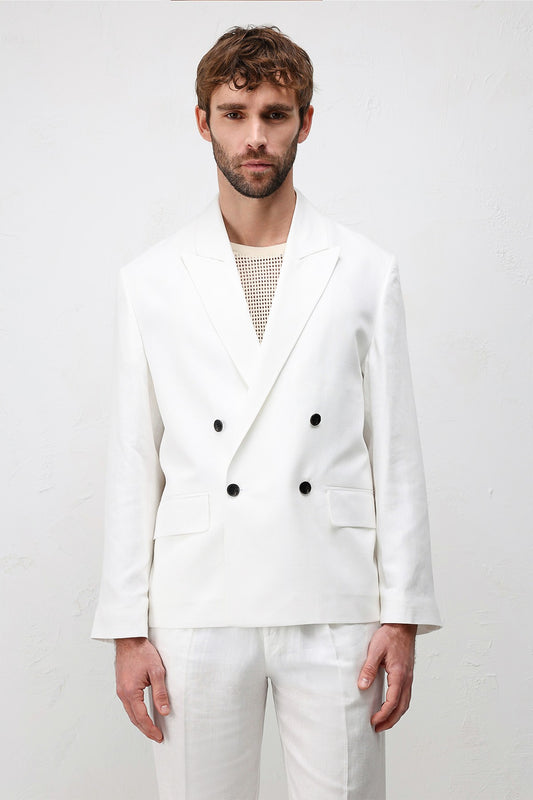 Antioch Relax Fit Keten Karışımlı Erkek Blazer Ceket