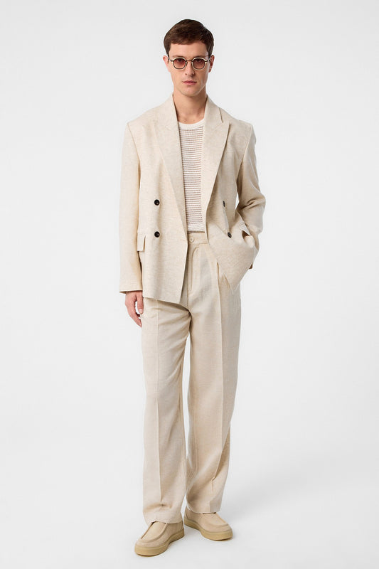 Relax Fit Keten Karışımlı Erkek Blazer Ceket