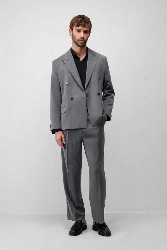 Relax Fit Kruvaze Erkek Blazer Ceket