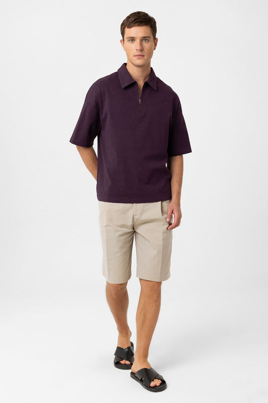 Antioch Oversize Polo Yaka Fermuarlı Erkek T-Shirt