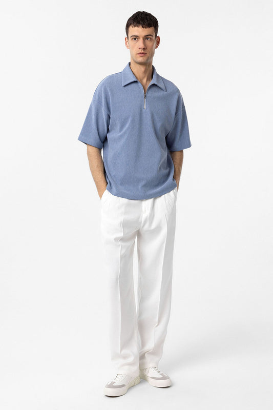 Antioch Relax Fit Fermuarlı Polo Yaka Erkek T-Shirt