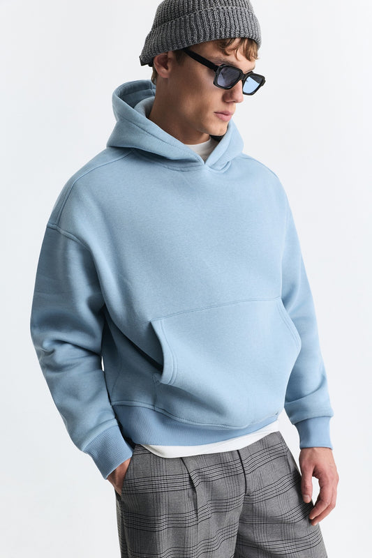Boxy Fit Basic Kapüşonlu Sweatshirt