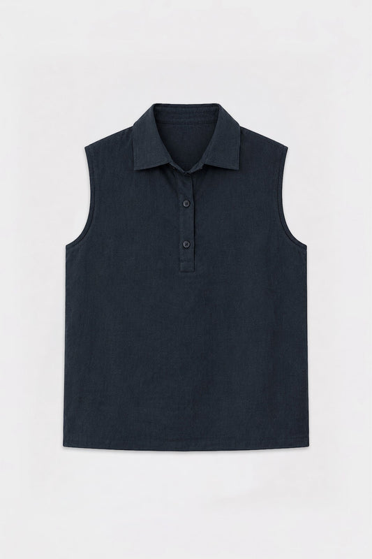 Lyocell Karışımlı Crop Fit Kolsuz Erkek Gömlek