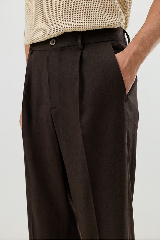 Keten Karışımlı Beli Lastikli Erkek Pantolon