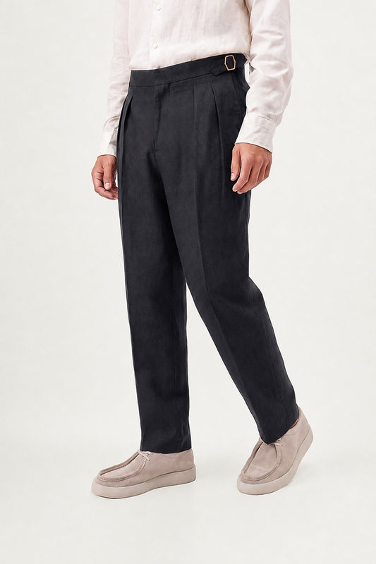 100% Keten Çift Pileli Pantolon