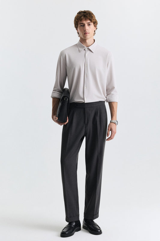 Tapered Fit Çift Pileli Pantolon