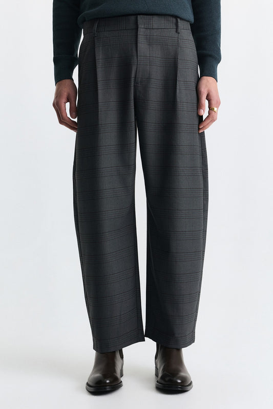 Barrel Fit Ekose Pantolon