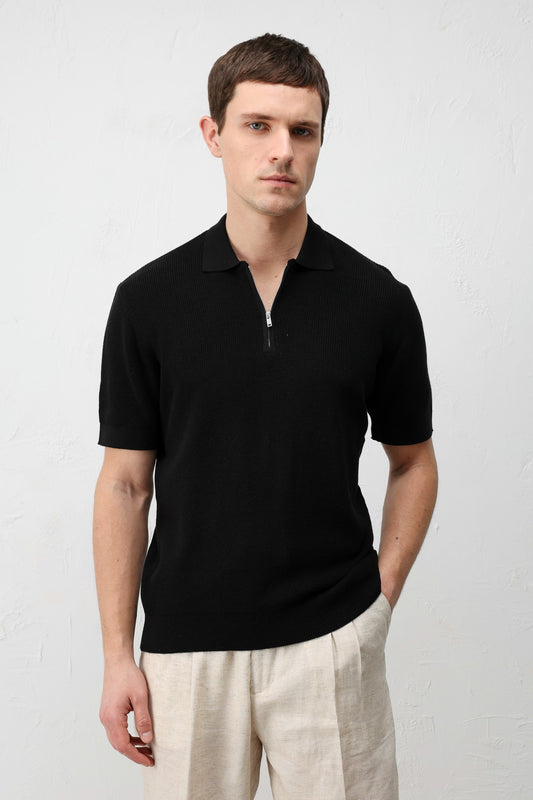 Antioch Comfort Slim Fermuarlı Erkek Triko T-Shirt