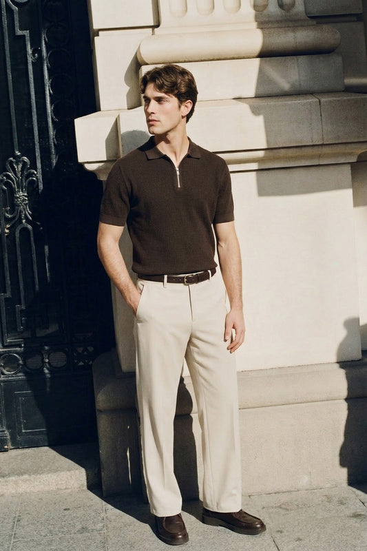 Antioch Comfort Slim Fermuarlı Erkek Triko T-Shirt