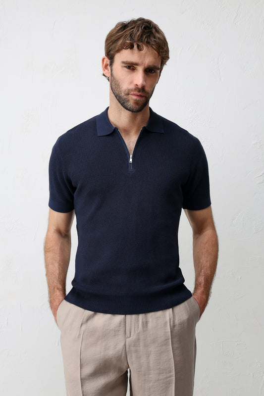 Antioch Comfort Slim Fermuarlı Erkek Triko T-Shirt
