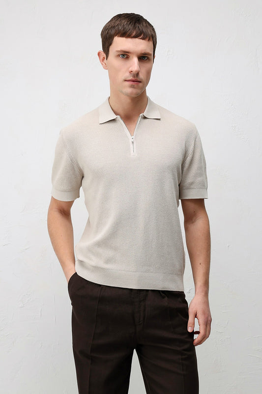 Antioch Comfort Slim Fermuarlı Erkek Triko T-Shirt