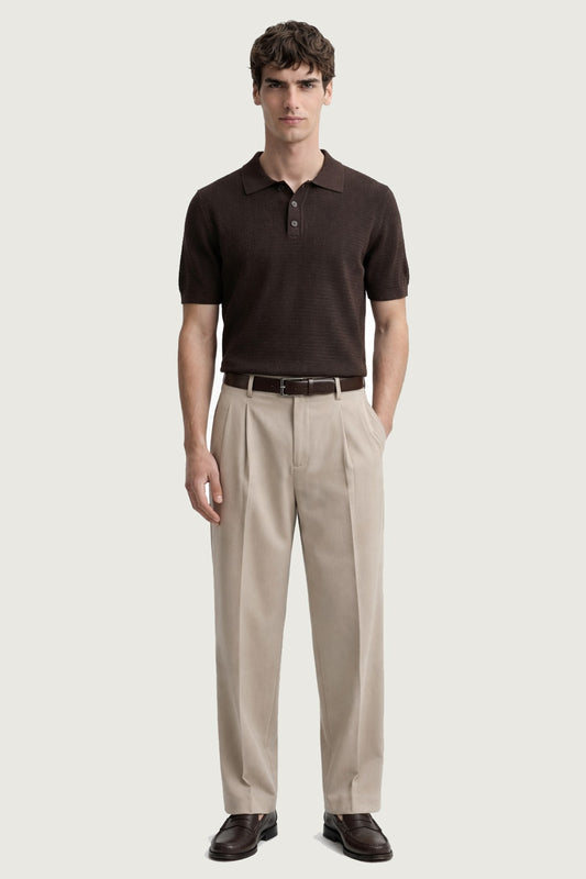 Antioch Sarı Örgü Dokulu Polo Yaka Erkek T-Shirt