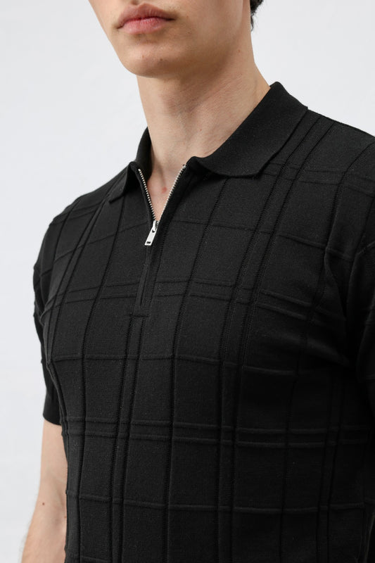 Kareli Desenli Erkek Triko T-Shirt