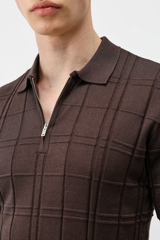 Kareli Desenli Erkek Triko T-Shirt