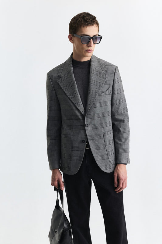 Ekose Relax Fit Blazer Ceket
