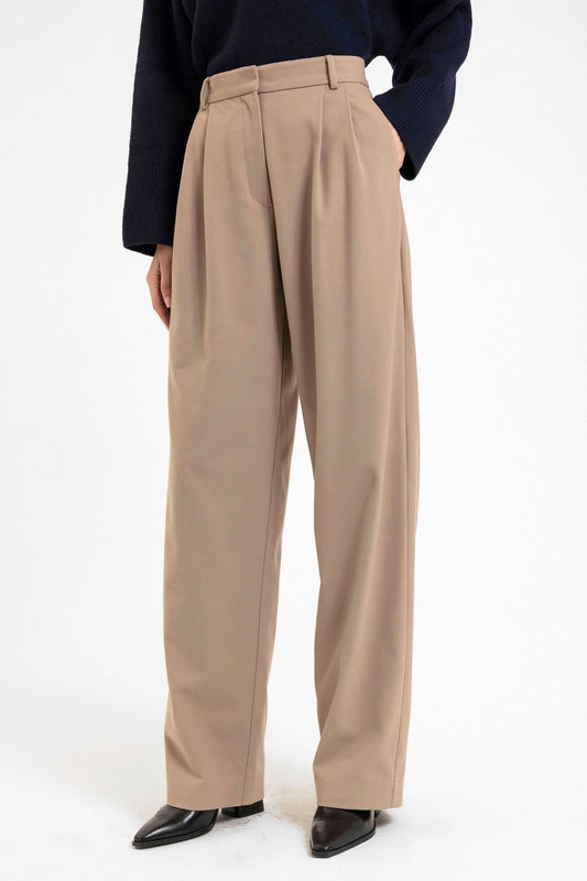Kadın Yüksek Bel Pens Detaylı Straight Fit Pantolon