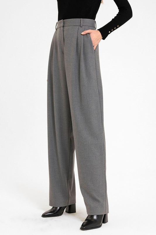 Antioch Siyah Kadın Yüksek Bel Pens Detaylı Straight Fit Pantolon