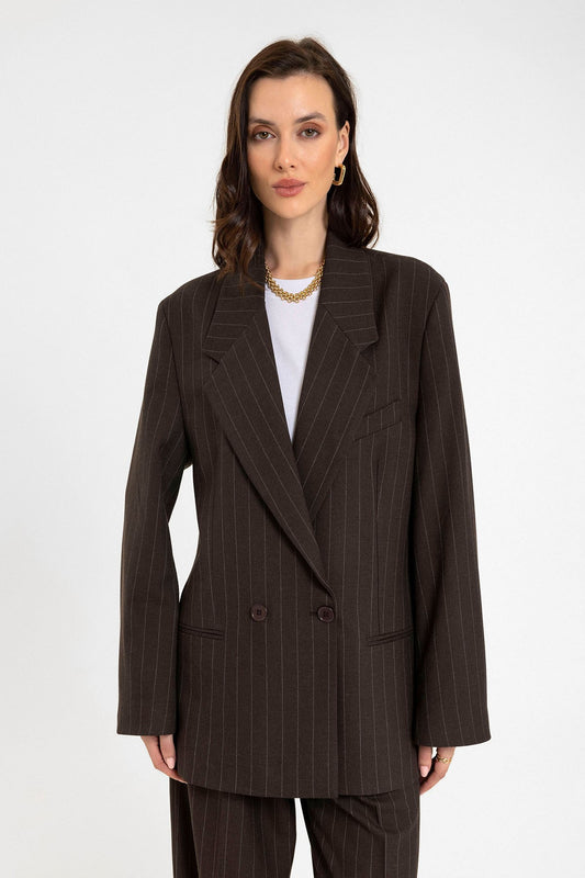 Antioch Kadın Çizgili Oversize Blazer Ceket