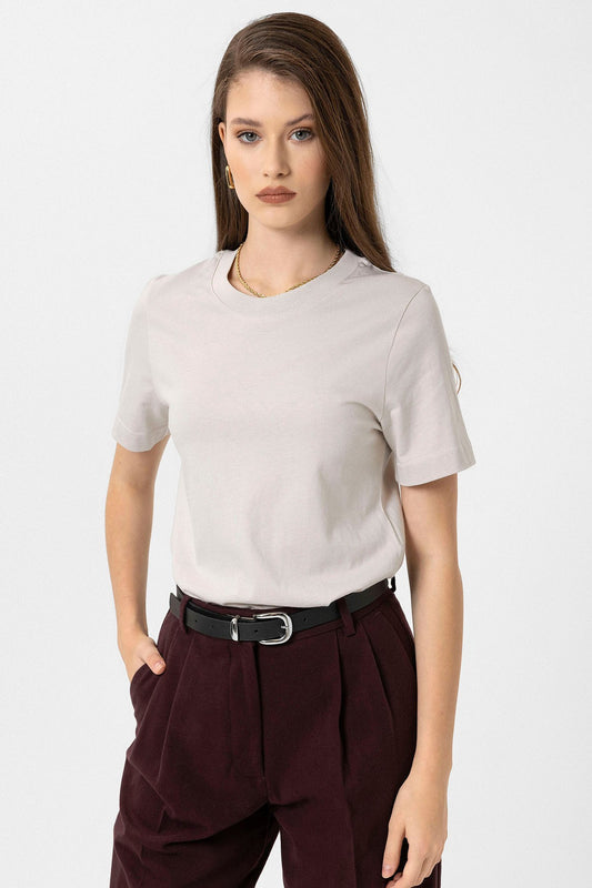 Antioch Kadın Bisiklet Yaka Basic T-Shirt