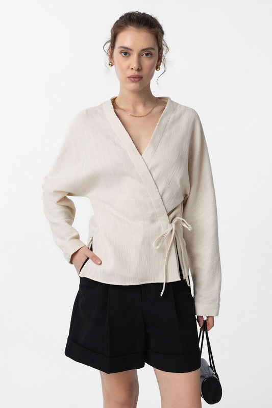 Antioch Bağlamalı Kimono Kadın Gömlek