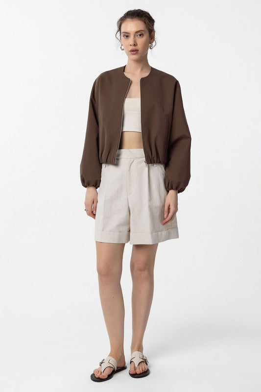 Crop Kadın Bomber Mont