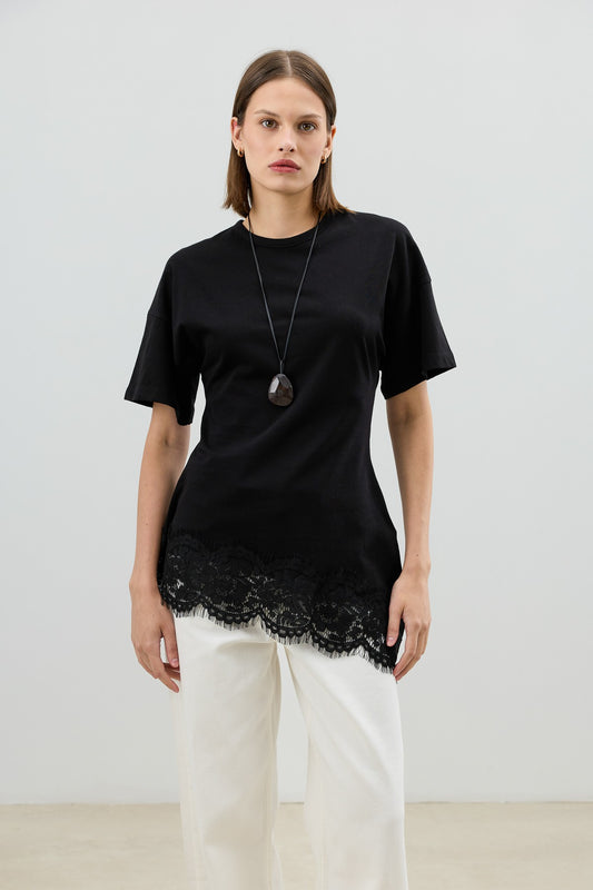 Antioch Dantelli Pamuklu Kadın T-Shirt