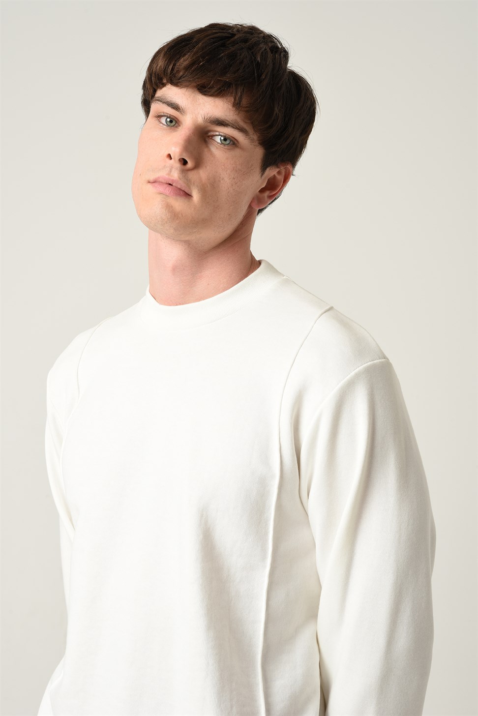 Antioch Men Beyaz Erkek Şerit Detaylı Sweatshirt