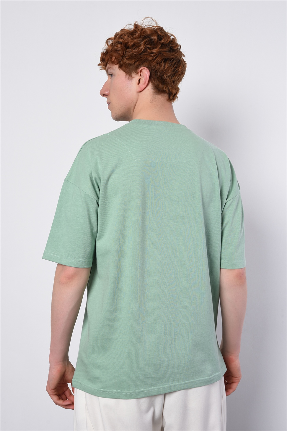 Antioch Men Mint Yeşili Oversize Bisiklet Yaka T-Shirt