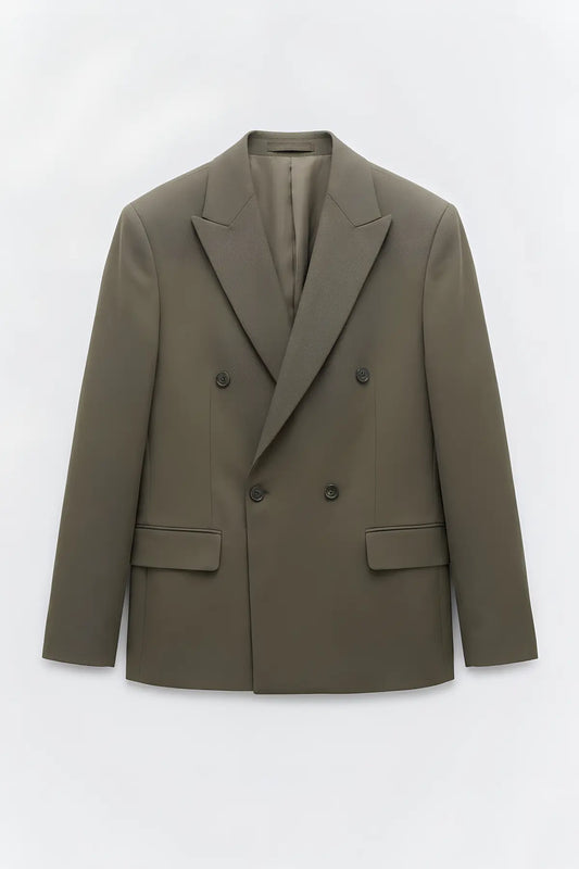 Relax Fit Kruvaze Erkek Blazer Ceket - on gorunum