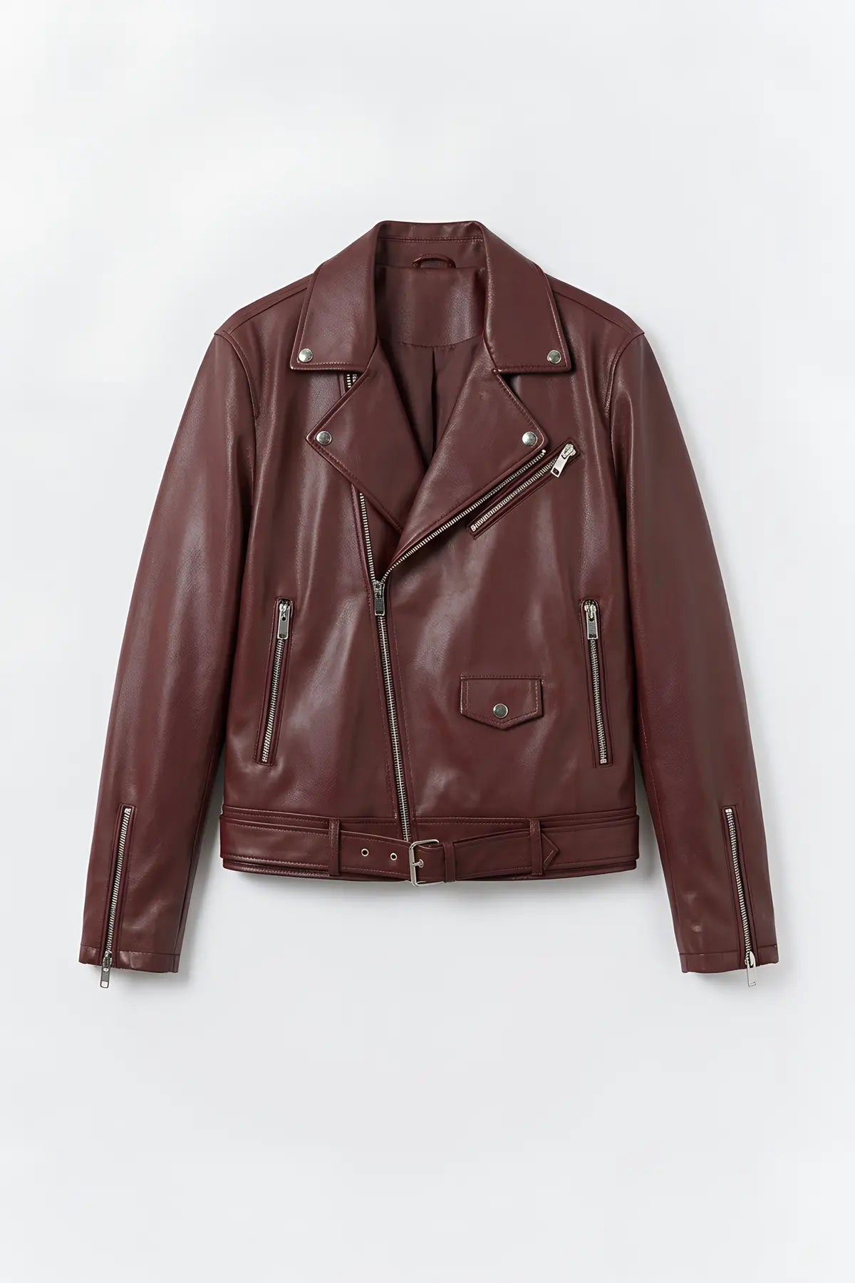 Antioch 100% Deri Biker Ceket - on gorunum