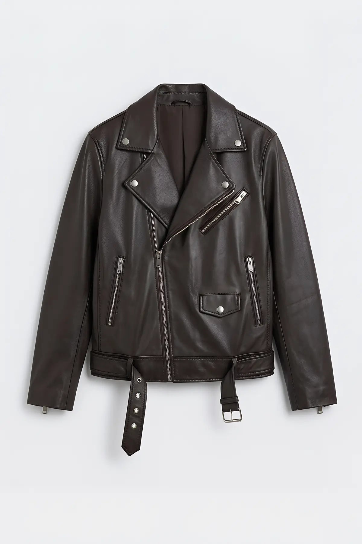 Antioch 100% Deri Biker Ceket - on gorunum
