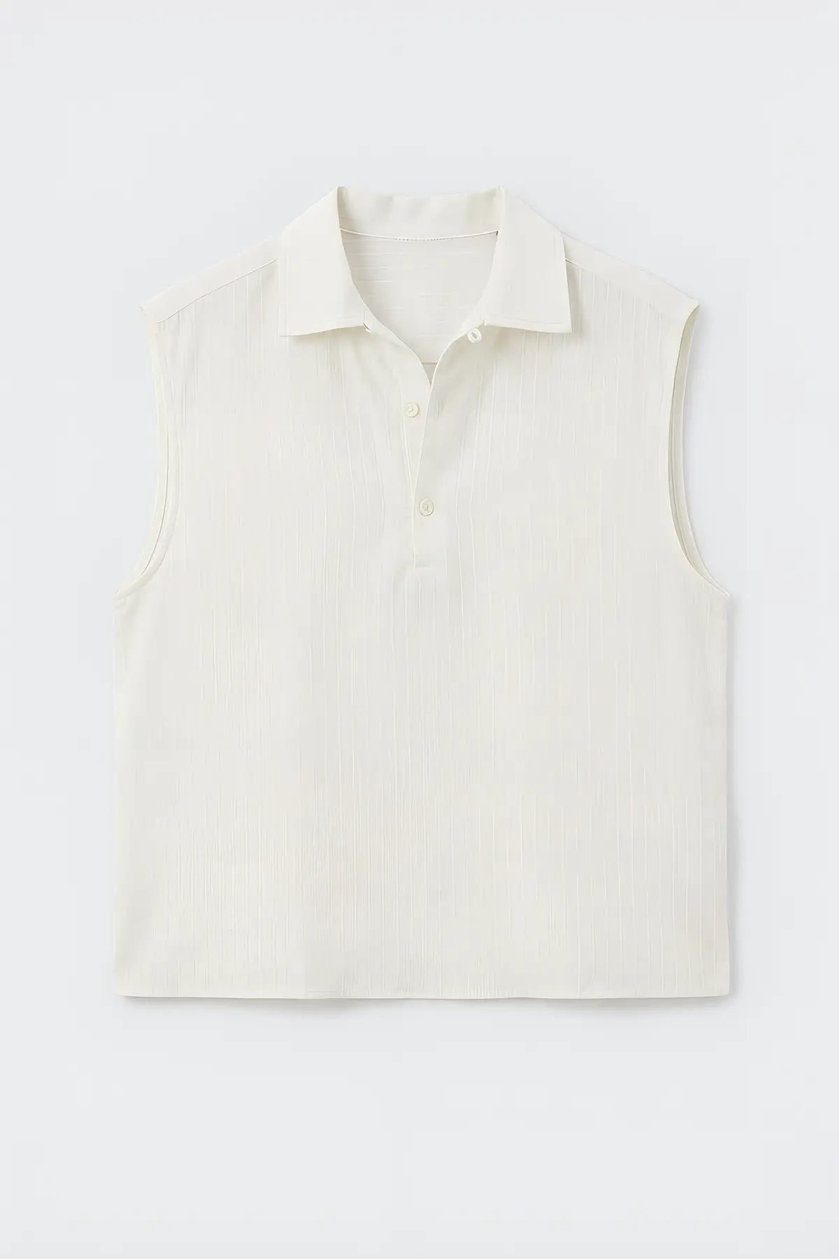 Lyocell Karışımlı Crop Fit Kolsuz Erkek Gömlek - on gorunum
