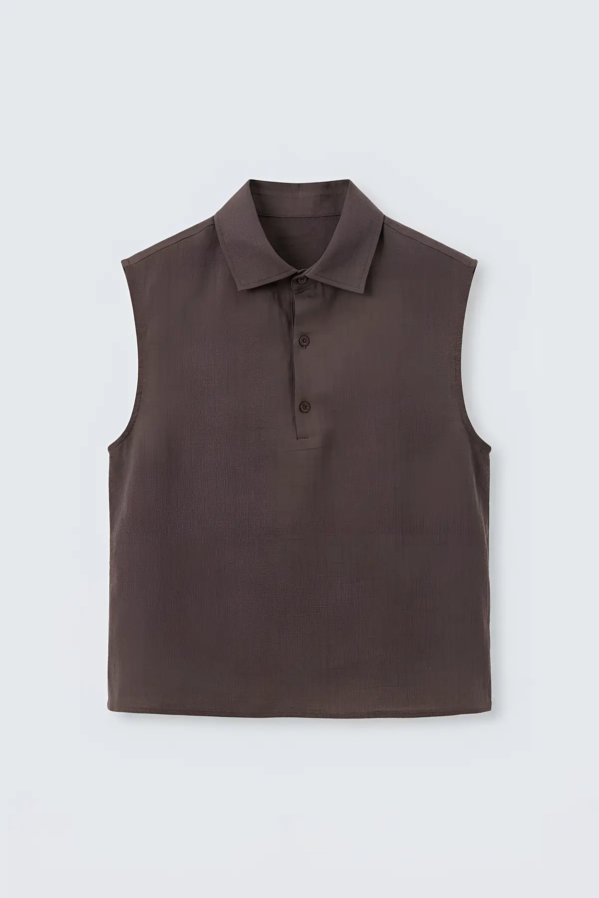 Lyocell Karışımlı Crop Fit Kolsuz Erkek Gömlek - on gorunum