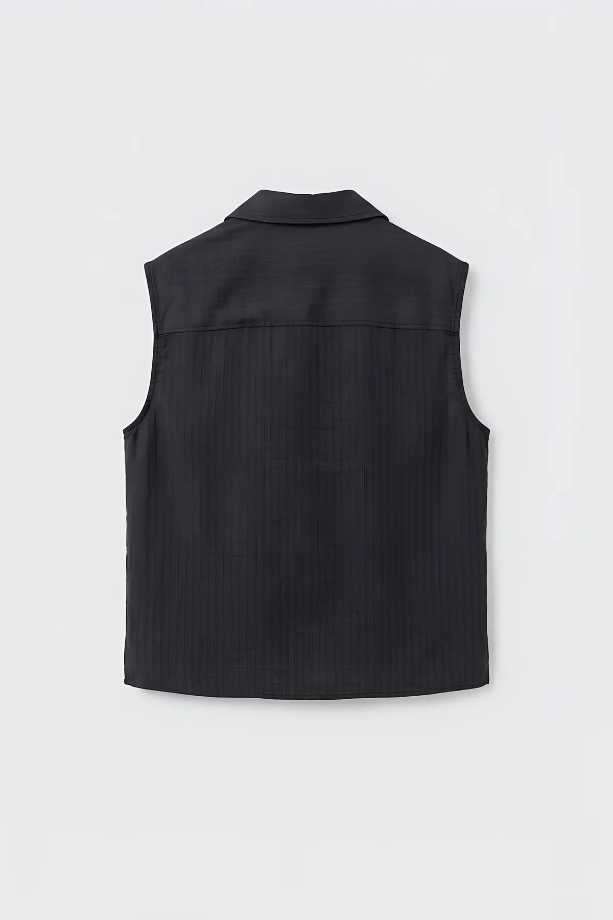 Lyocell Karışımlı Crop Fit Kolsuz Erkek Gömlek - arka gorunum