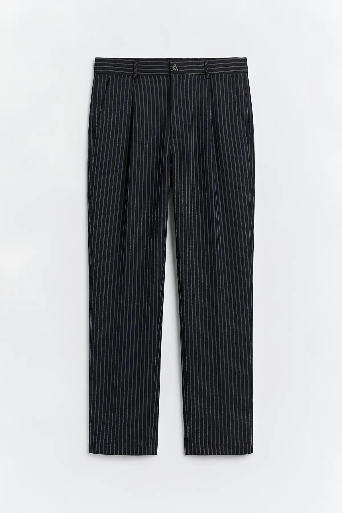 Modal Karışımlı Çizgili Relaxed Erkek Pantolon - on gorunum