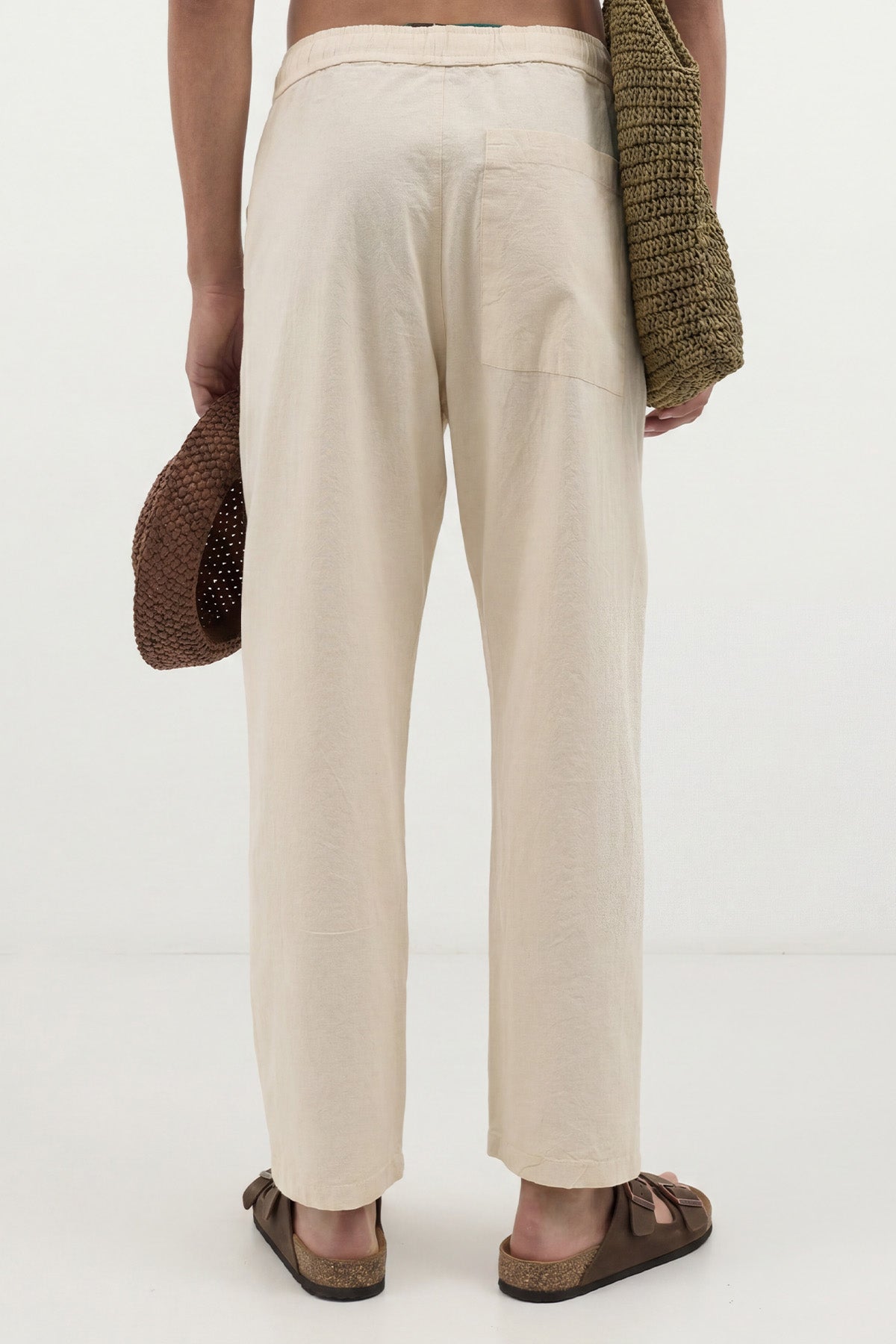 Keten Görünümlü Bel Lastikli Pantolon