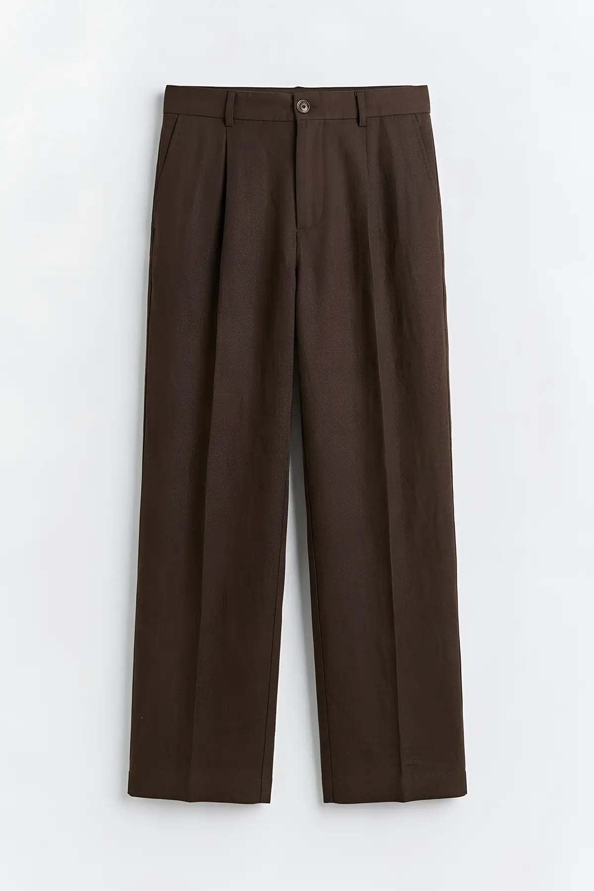 Keten Karışımlı Beli Lastikli Erkek Pantolon - on gorunum